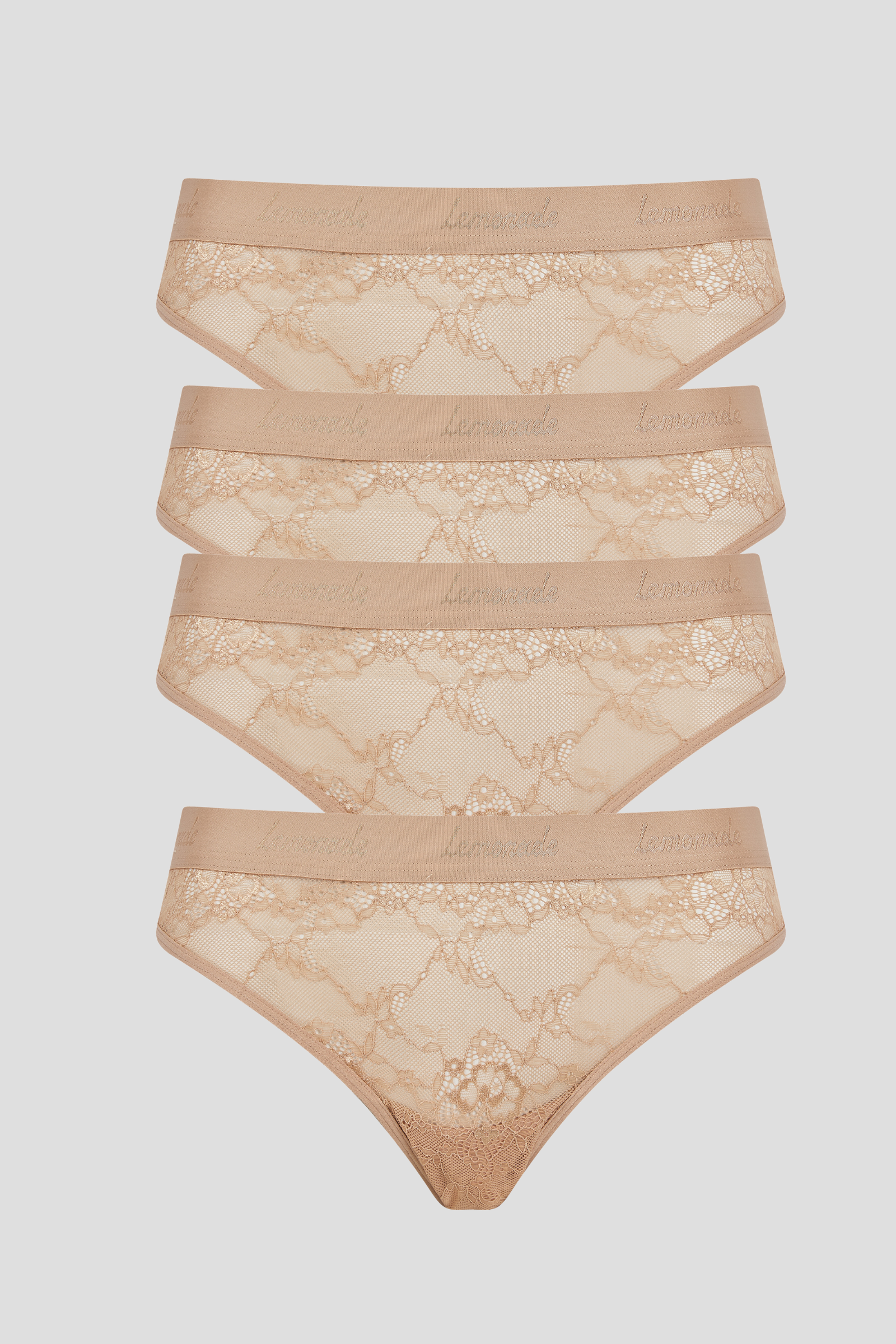 Nude Lace Brief 4 Pack - Caramel
