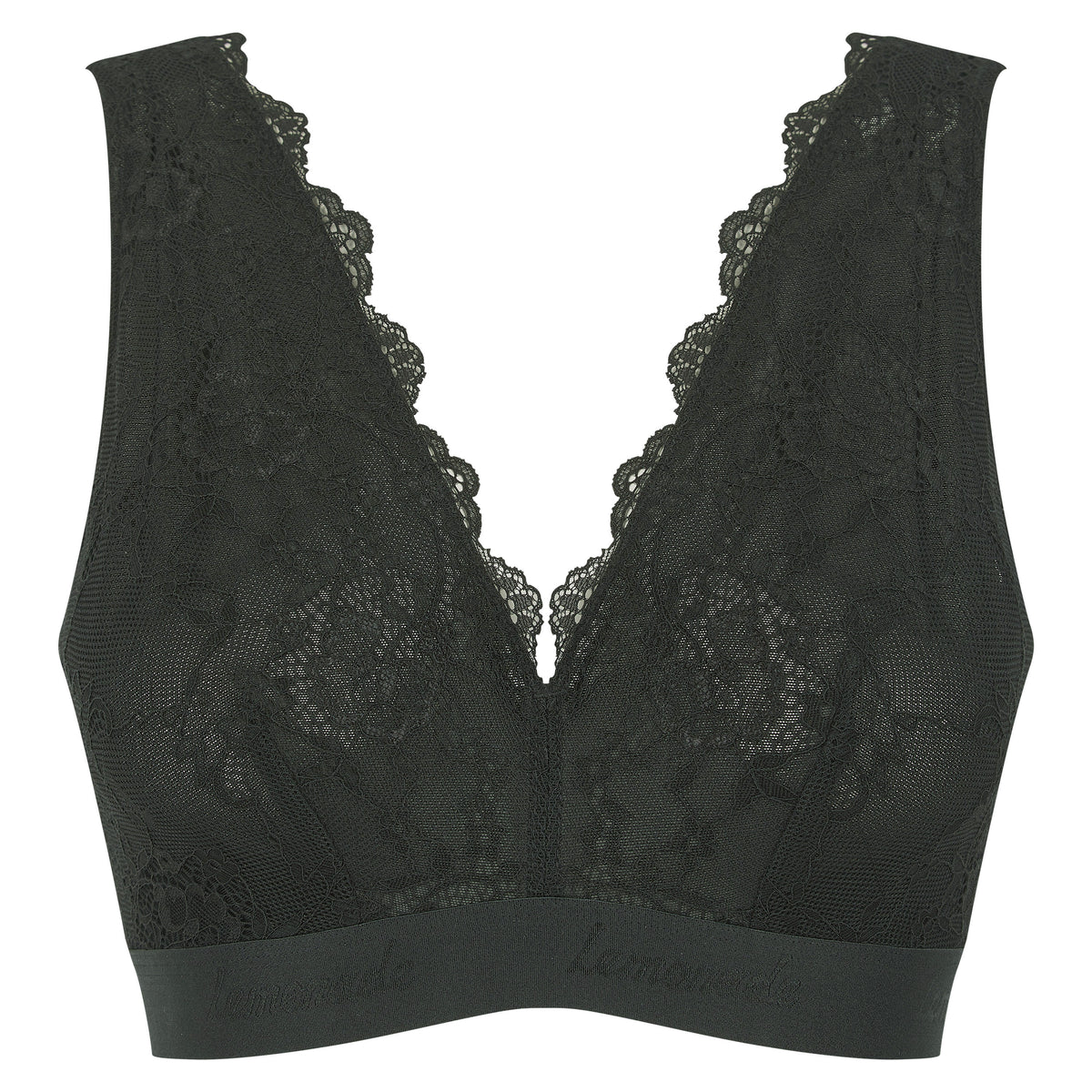 a ghost imagery of a black lace fuller cup bralette