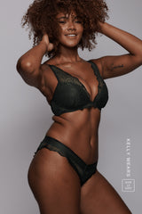 All Wonder, Push Up Bra & V Brazilian Set - Black Slate