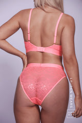 Signature Lace Bralette & Brief -  Neon Coral