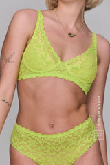 Silhouette Lace High Waisted Brief - Lime