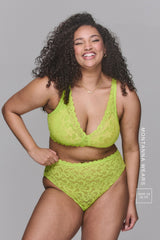 Silhouette Lace High Waisted Brief - Lime