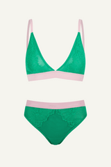 Synergy Lace Bralette & Brief Set - Emerald