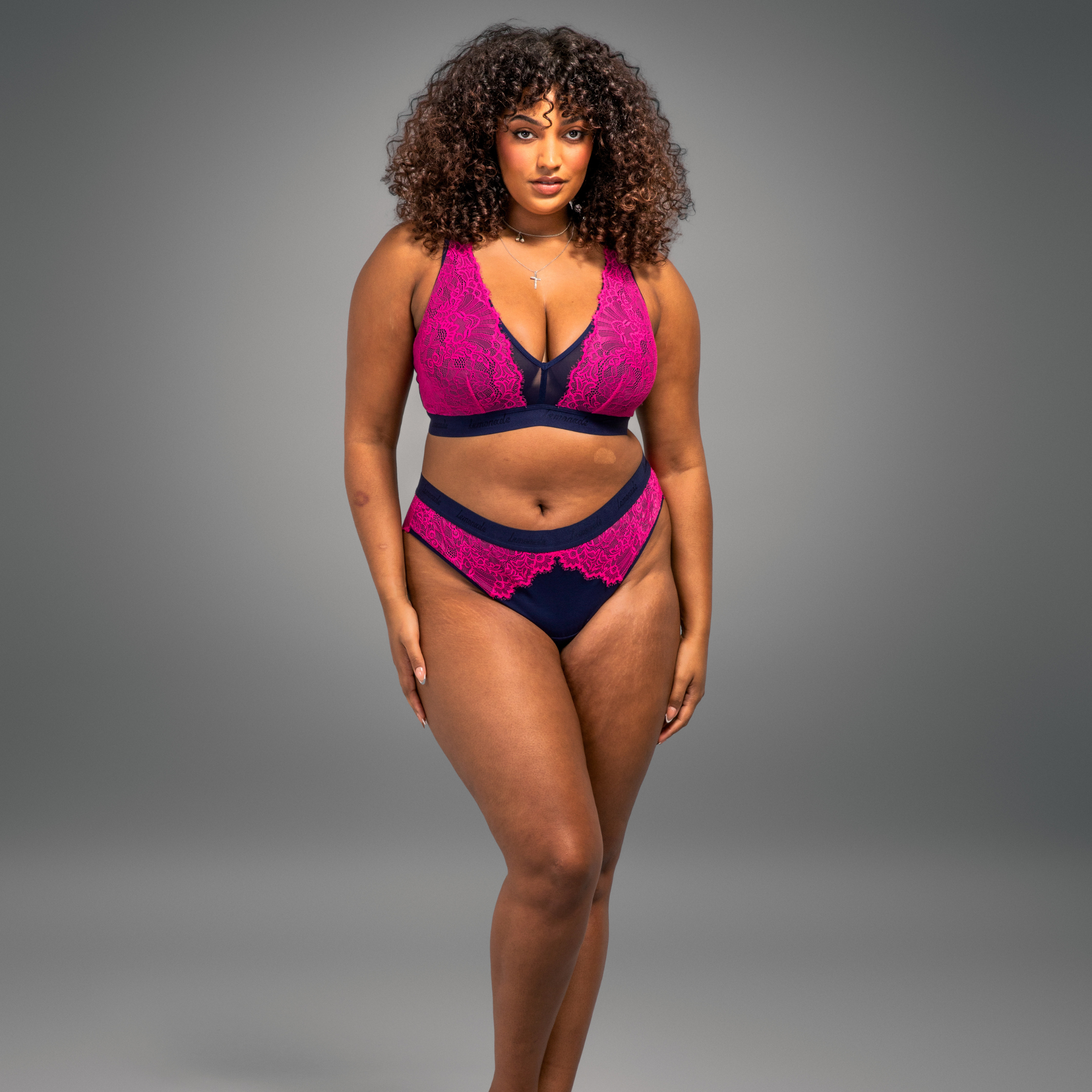 Synergy Lace Fuller Cup Bralette - Pink & Navy