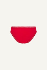 A ghost image of the back of a pair of red v brazilians