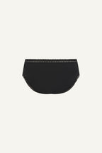 A ghost image of the back of a black pair of briefs called "The Flex" 
