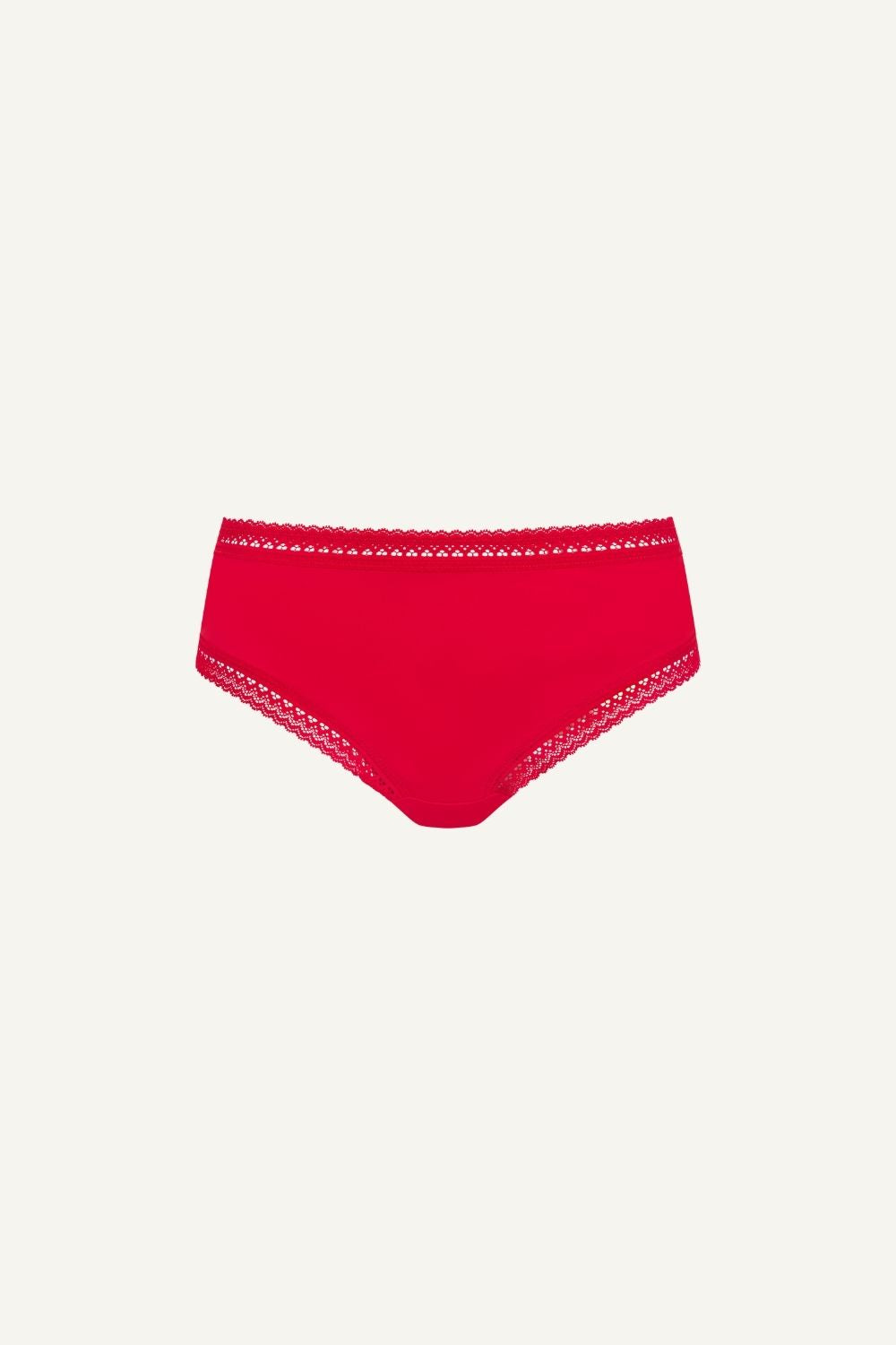 A ghost image of the front of a red brief 