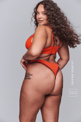 Floral Embroidered Bralette & Thong Set - Orange