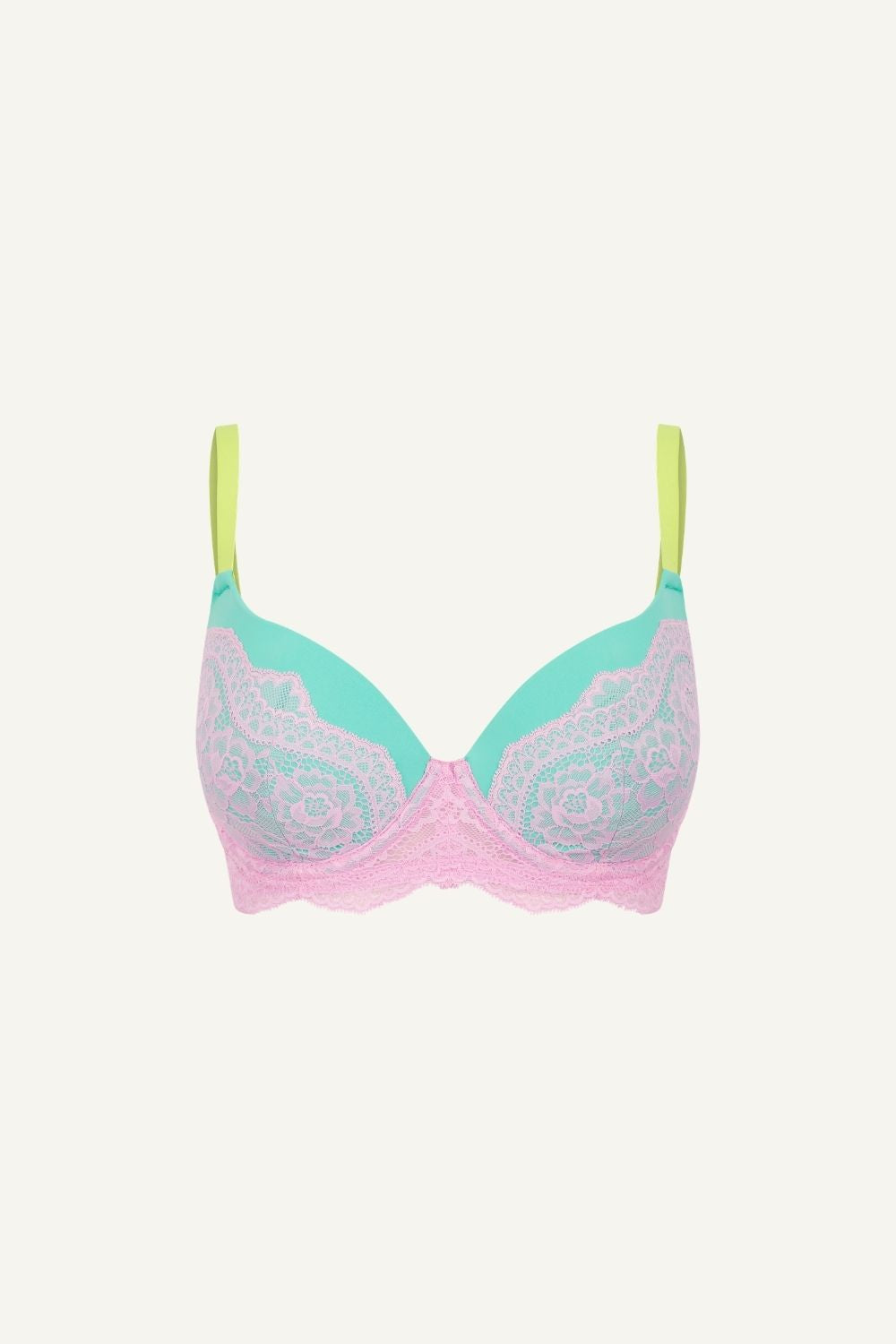 a ghost image of a colourful bra 