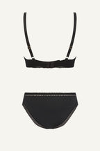 Black Plunge Bra And Mid Rise Brazilian Set