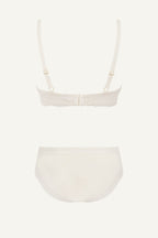 Cream Plunge Bra And Mid Rise Brazilian Set