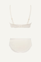 Cream Plunge Bra And Mid Rise Brief Set