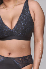 Iridescent Lace Fuller Cup  - Black