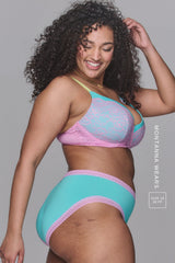 Microstring met kantafwerking - Groenblauw (Met beugel)