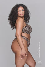 Leopard Print Mesh Bralette And Thong Set