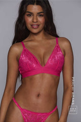 Glitter Lace Bralette - Pink