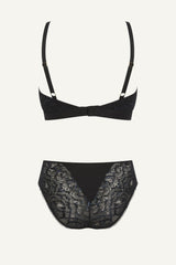 Iridescent Lace Bralette & Brief Set - Black