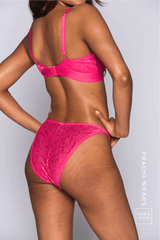Glitter Lace Bralette & Tanga Set - Pink