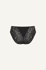 Glitter Lace Brief - Black