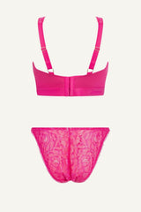 Iridescent Lace Fuller Cup & Tanga Set - Pink