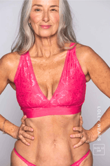 Glitter Lace Fuller Cup Bralette & Tanga Set - Pink