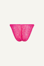 A ghost image of the back of a pink lace knicker called "iridescent lace Tanga - Pink" 