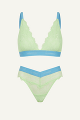 Signature Lace Bralette & Brazilian - Pastel Green