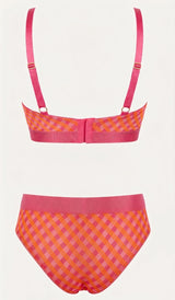 So Soft Mesh Check Print Bralette & Brief Set - Pink