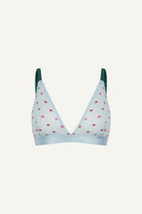 So Soft Mesh Heart Embroidery Bralette - Blue
