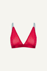 So Soft Mesh Heart Embroidery Bralette - Red