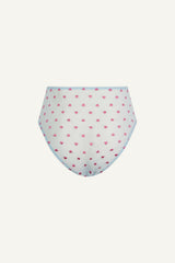 So Soft Mesh Heart Embroidery High Waisted Brief - Blue