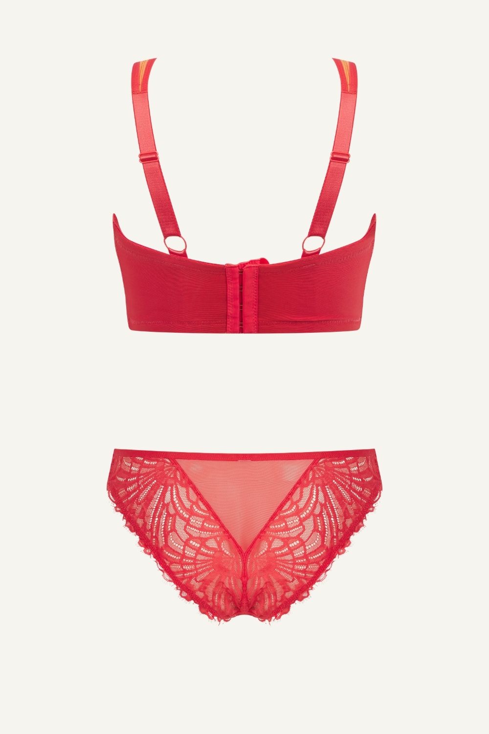 Multi-Layer Mesh Bra & High Waisted Brief Set - Orange Duo