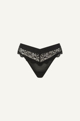 Signature Lace and Mesh V Brazilian - Black