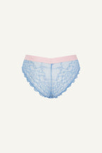 A ghost image of the back of the Signature Lace and Mesh V Brazilian - Blue