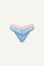 A ghost image of the Signature Lace and Mesh V Brazilian - Blue