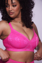 Signature Lace High Support Bralette - Neon Pink