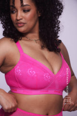 Signature Lace High Support Bralette - Neon Pink