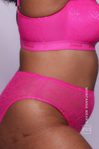 Neon Pink Lace High Waist Brief