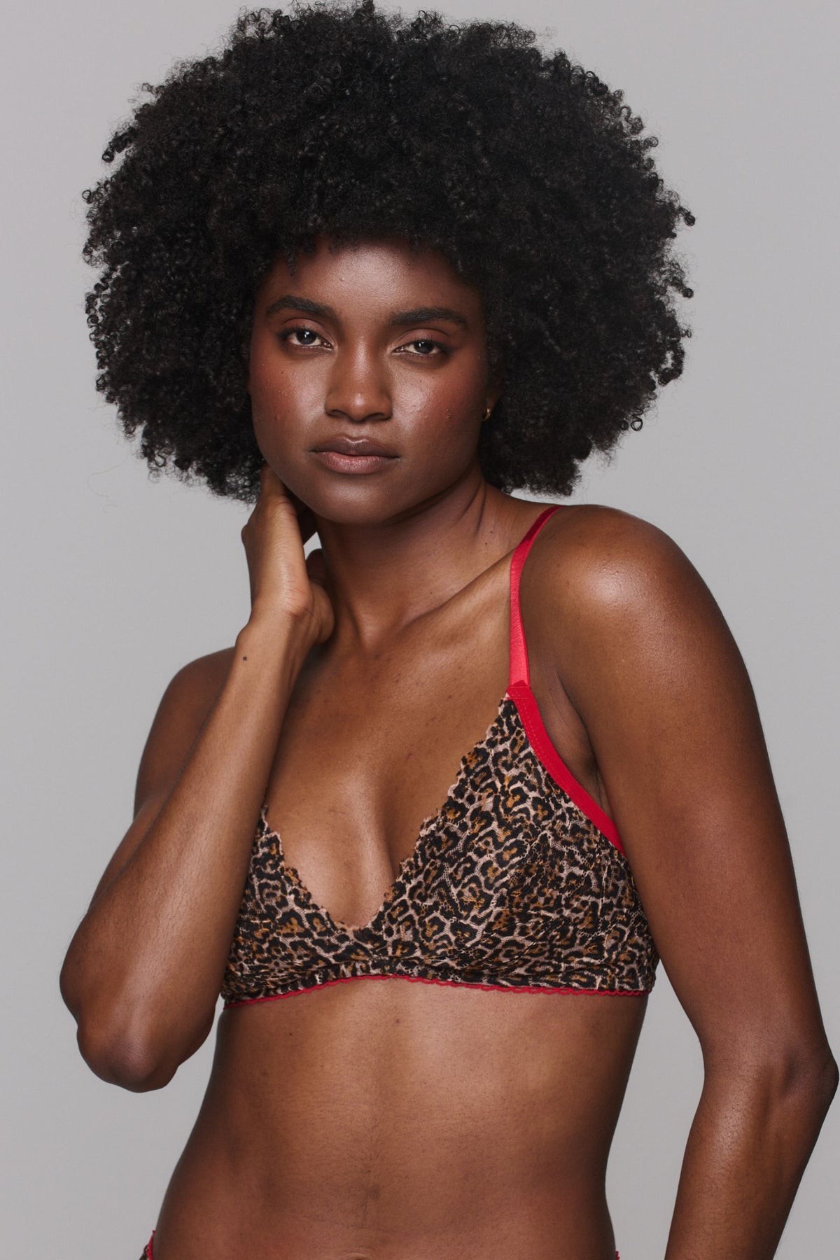 Leopard Print Lace Bralette And Brazilian Set