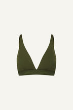A ghost image of the front of  khaki mesh bralette 
