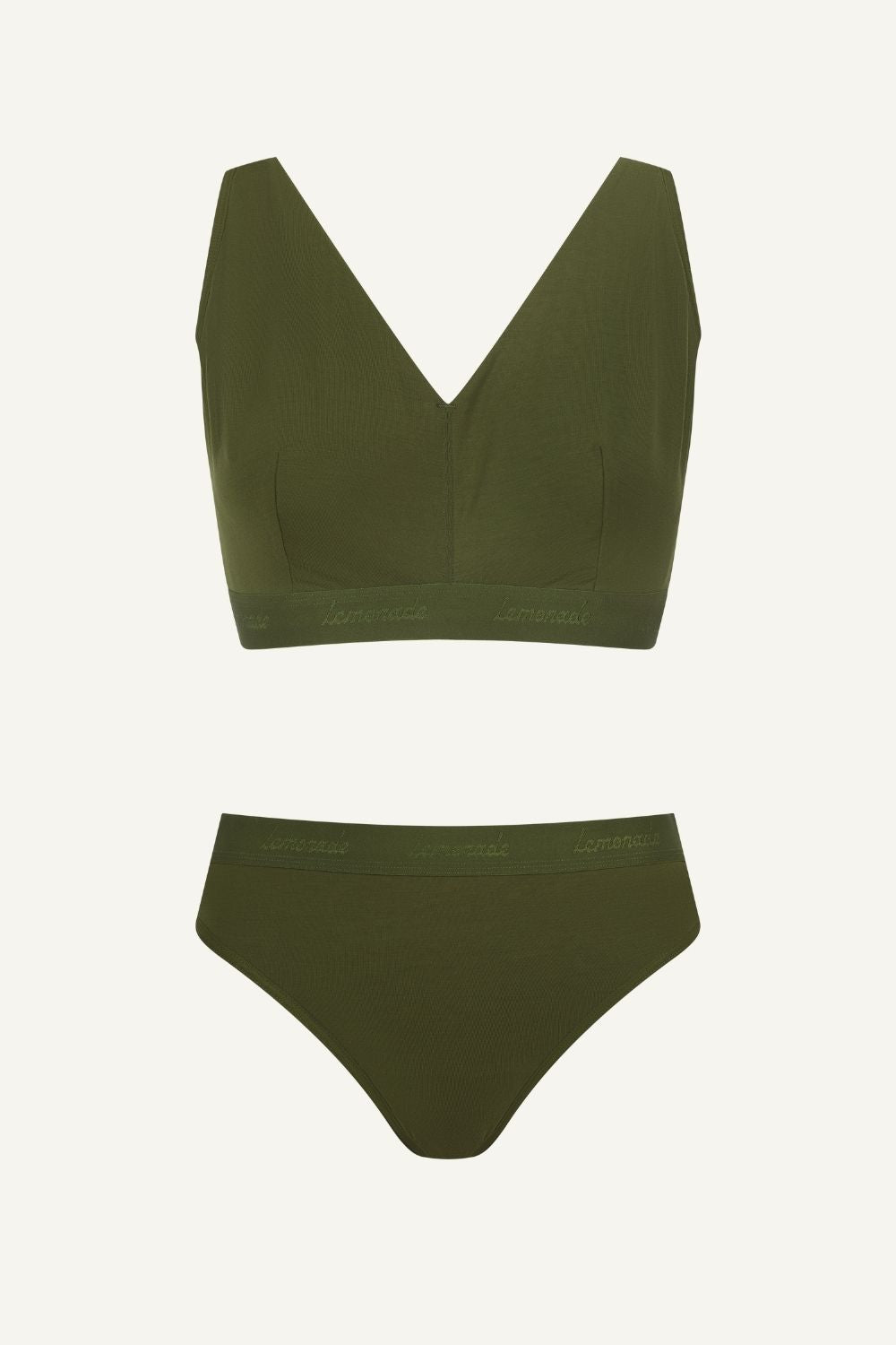 Khaki Modal Bralette & Brief Set