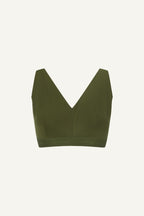 A ghost image of the front of a khaki mesh fuller cup bralette 