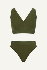 Ensemble soutien-gorge et string Everyday Eco à bonnets généreux - Kaki