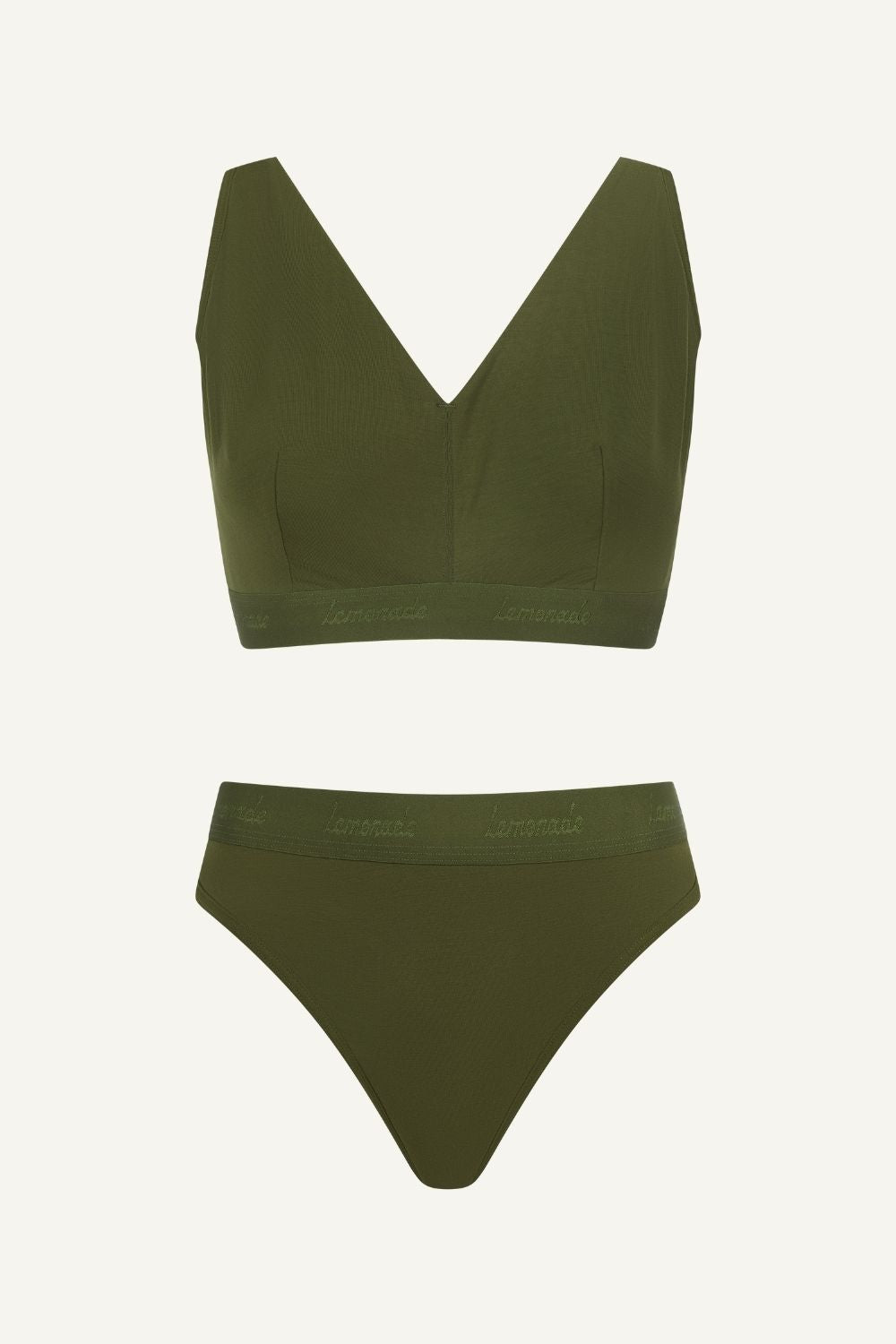 Khaki Modal Bralette & Thong Set