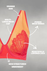 Mutli-Layer Mesh Bra - Orange Duo