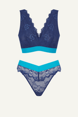 Signature Lace Fuller Cup & V-Brazilian Set - Midnight Blue
