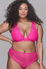 All Wonder, All You Push Up Bra & Signature Lace Short Set - Neon Pink