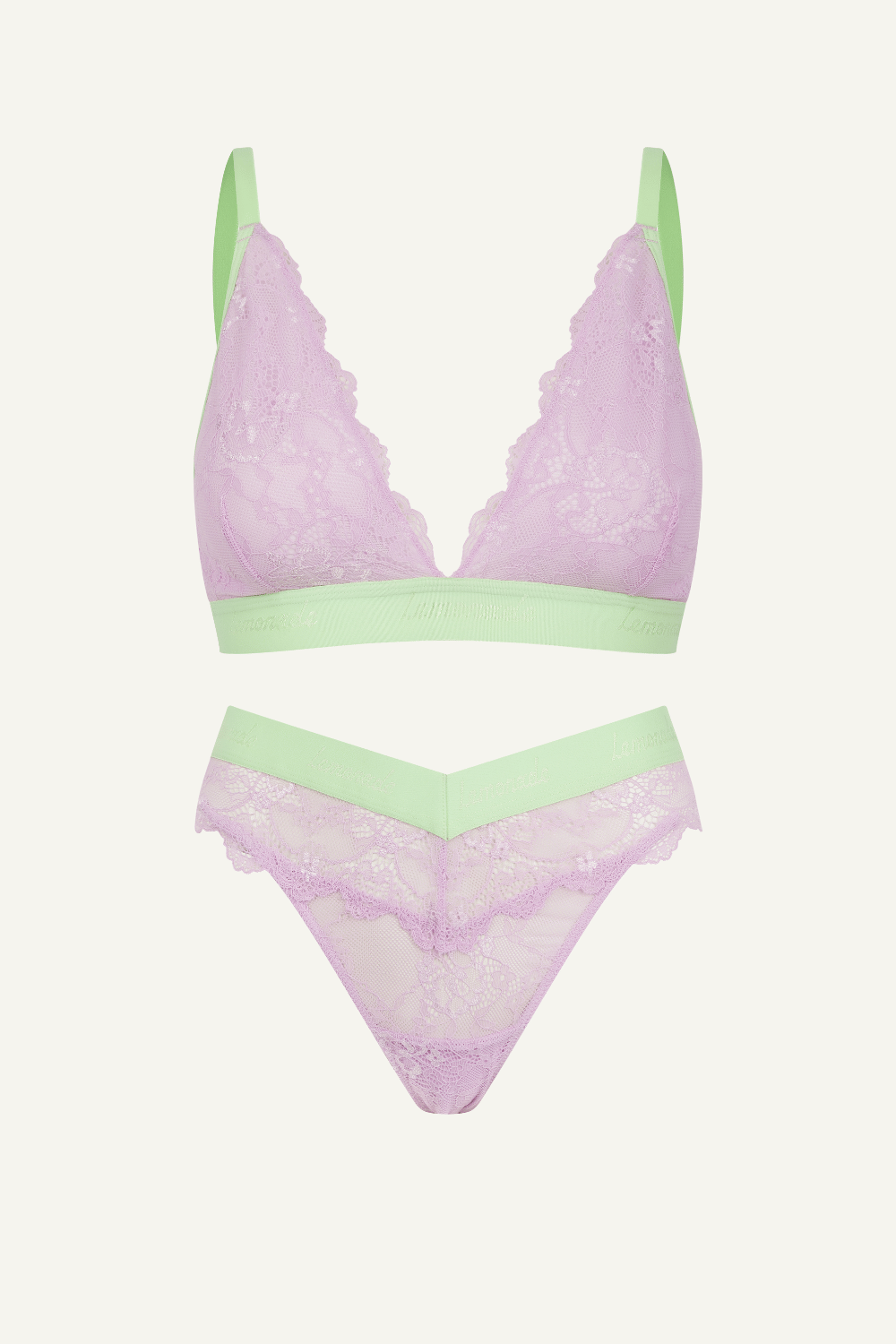 Signature Lace Bralette & Brazilian - Pastel Lilac