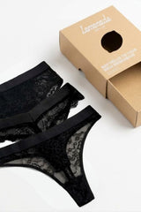 Black Lace Brief, Brazilian & Thong 3 Pack