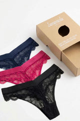 Black, Pink, Navy Lace Brazilian 3 Pack